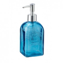 Distributeur de savon Retro bleu verre, 500 ml