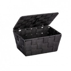 Bathroom basket with lid adria black