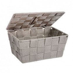 Adria bathroom basket with taupe lid