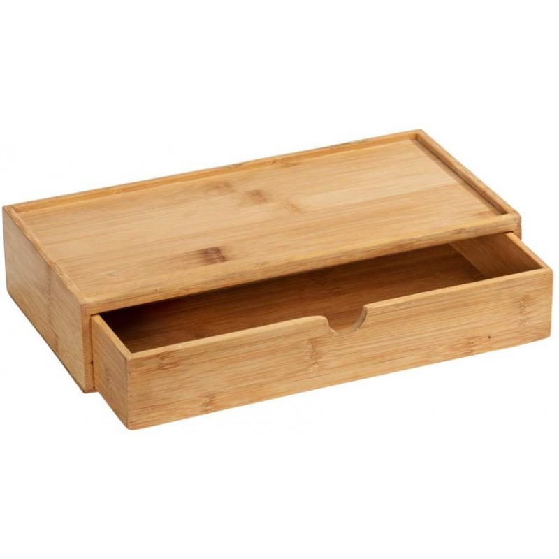 Boite de rangement 2 Tiroirs en Bambou avec languette
