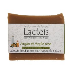 Jabones 40% leche de burra - argán / arcilla rosa 90g