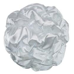 White 100% satin polyester shower cap