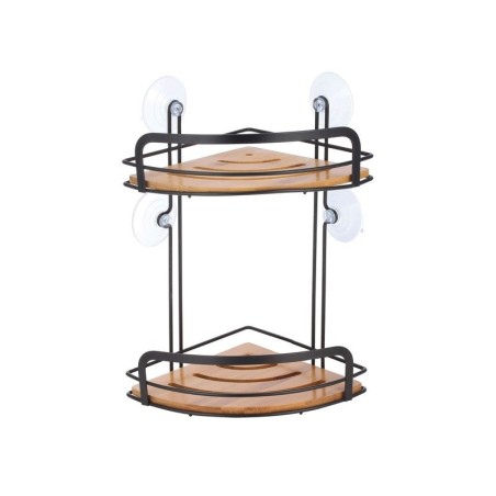 Salle d'ô - Etagère d'angle - 2 niveaux - Bambou noir - Hiko