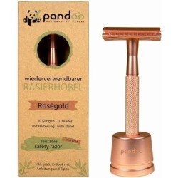 Safety razor - with holder and 10 blades - rose gold