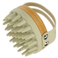 Massage brush - bamboo and silicone - gray - 8cm
