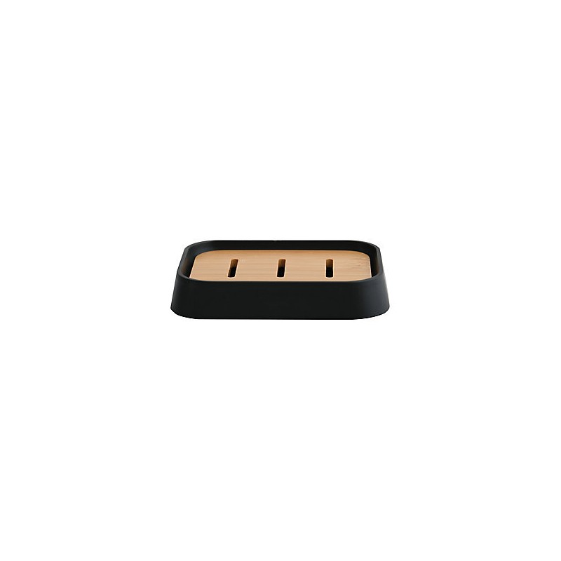 Salle d'ô - Porte savon Kamla - noir et bambou Salle d'ô - Porte savon Kamla - noir et bambou