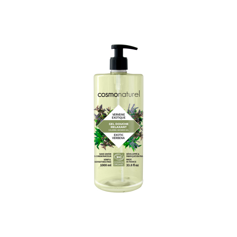 Salle d'ô - Gel douche relaxant verveine exotique - 1L - cosmo naturel Salle d'ô - Gel douche relaxant verveine exotique - 1L - cosmo naturel