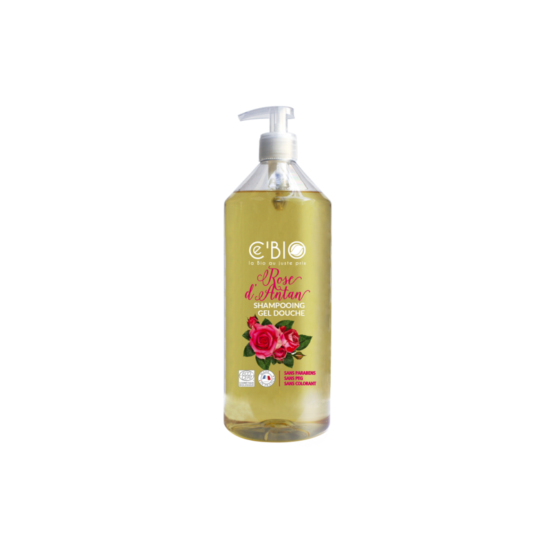 Salle d'ô - Shampooing douche rose d'antan - 1L - ce'bio Salle d'ô - Shampooing douche rose d'antan - 1L - ce'bio