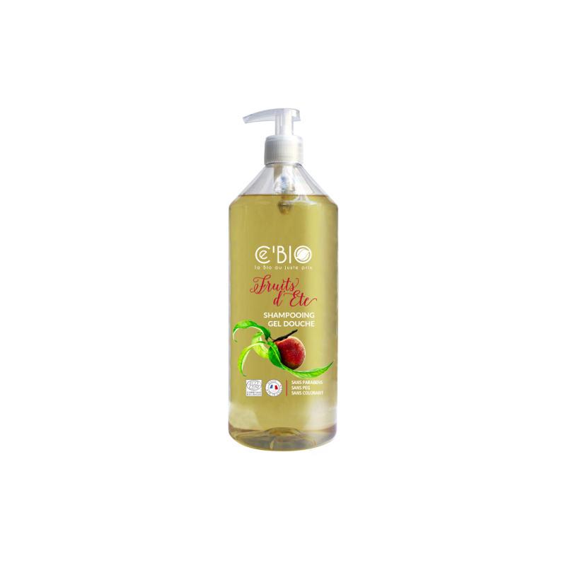 Salle d'ô - Shampooing douche fruits d'été - 1L - ce'bio Salle d'ô - Shampooing douche fruits d'été - 1L - ce'bio