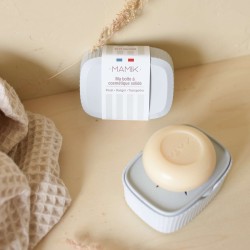 Soap box - integrated soap dish - blue-grey