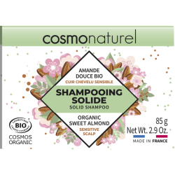 Organic sweet almond solid shampoo for sensitive scalp - 85g - cosmo naturel