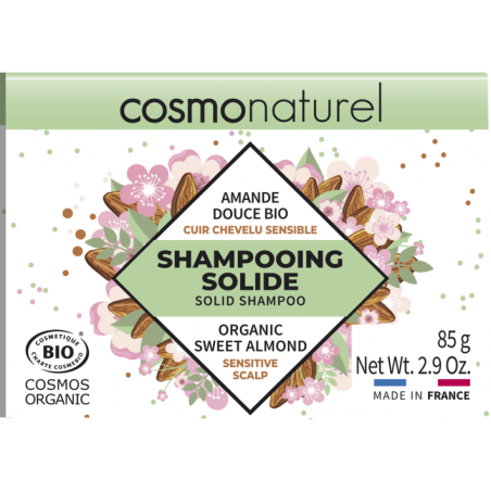 Salle d'ô - Shampooing solide cuir chevelu sensible amande douce bio - 85g - cosmo naturel