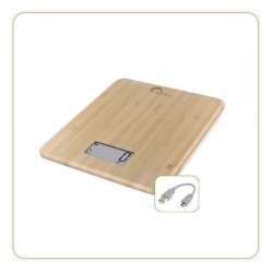 Culinary scale without battery - Slim Bamboo USB