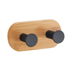 2-head hook in matte black and bamboo - Yono