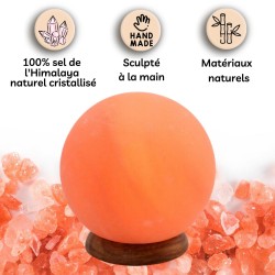 Himalaya-Salzkristalllampe – Mond 2 kg – Holzsockel