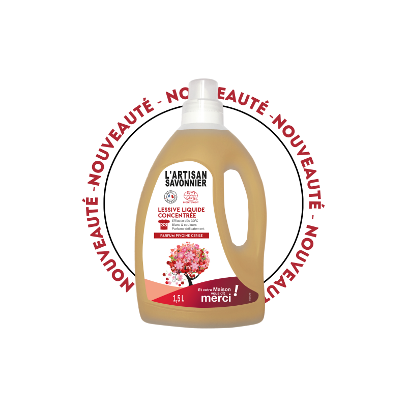 Salle d'ô - Lessive liquide concentrée - 1,5L - Pivoine cerise Salle d'ô - Lessive liquide concentrée - 1,5L - Pivoine cerise